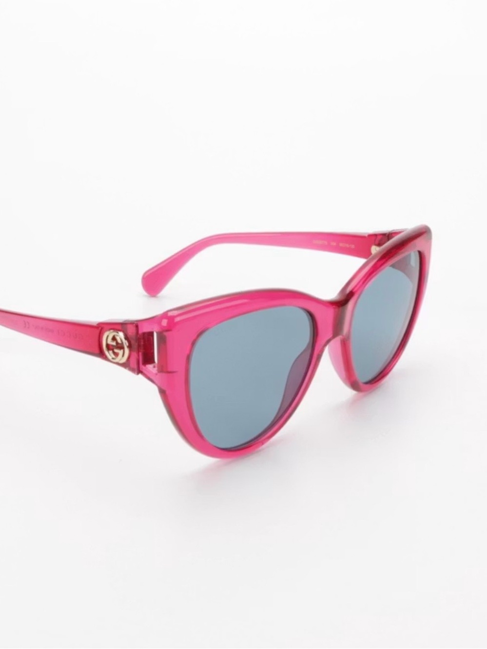 Gucci Hot Pink Cat-Eye Sunglasses with Blue Lenses